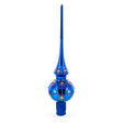 Glass Vibrant Sapphire Blue with Festive Accents Glass Christmas Tree Topper in Blue color Triangle