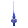 Glass Vibrant Sapphire Blue with Festive Accents Glass Christmas Tree Topper in Blue color Triangle