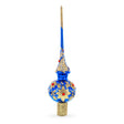 Glass Royal Blue and Gold Floral Majesty Glass Christmas Tree Topper 11 Inches in Blue color Triangle