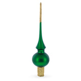 Glass Solid Green with Sparkling Top Blown Glass Christmas Tree Topper 11 Inches in Green color Triangle