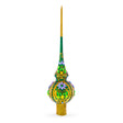 Glass Enchanted Emerald Jeweled Green Blown Glass Christmas Tree Topper 11 Inches in Green color Triangle