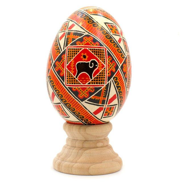 Eggshell Rams Goose Size Real Blown Out Ukrainian Easter Egg 3.25 Inches in Multi color Egg