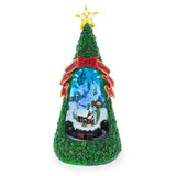 Resin LED Animated Village Scene Tabletop Christmas Tree 13 Inches in Green color Triangle