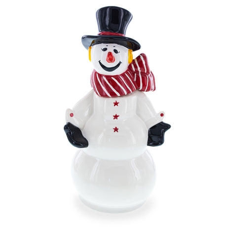 Ceramic Snowman Wine Bottle Stopper 11 Inches in White color