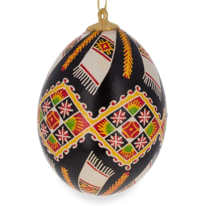 Eggshell Embroidered Towels Authentic Blown Real Eggshell Ukrainian Easter Egg Pysanka Ornament in Red color Oval