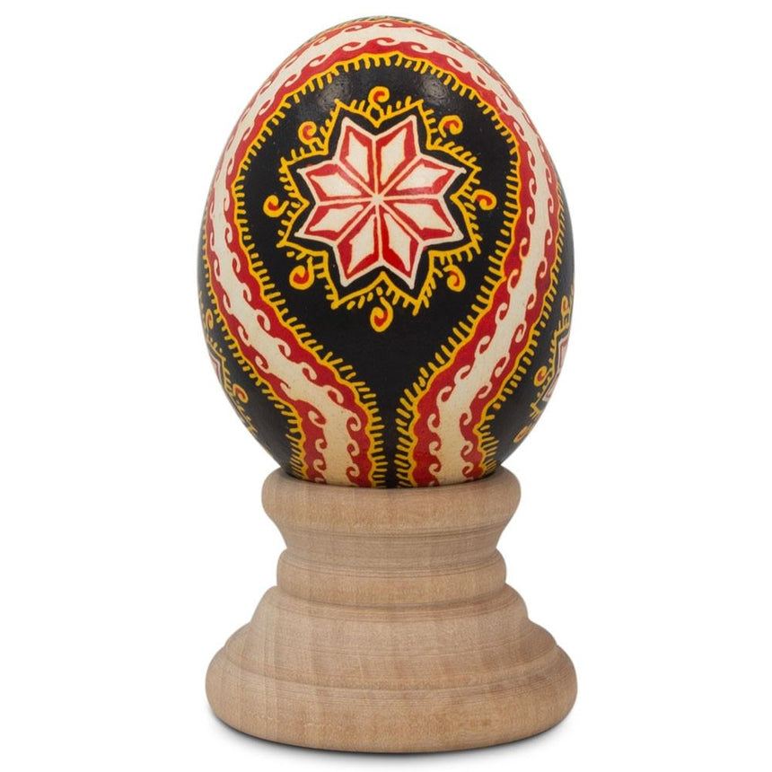 Eggshell Star Authentic Blown Real Eggshell Ukrainian Easter Egg Pysanka in Red color Oval