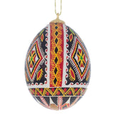 Eggshell Rhombus Authentic Blown Real Eggshell Ukrainian Easter Egg Pysanka Ornament in Red color Oval