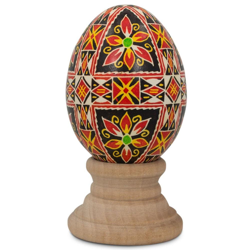 Eggshell Geometrical Authentic Blown Real Eggshell Ukrainian Easter Egg Pysanka in Red color Oval