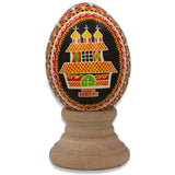 Eggshell Hutcul Church Authentic Blown Real Eggshell Ukrainian Easter Egg Pysanka in Red color Oval