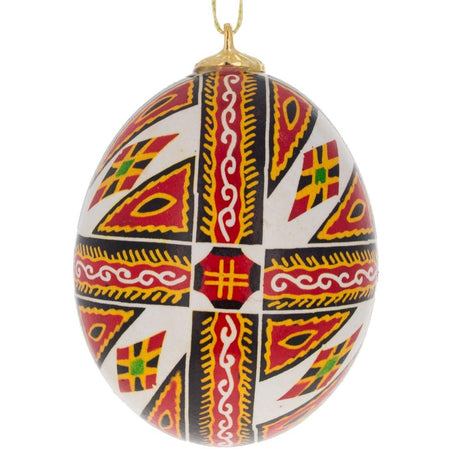 Eggshell Authentic Blown Real Eggshell Ukrainian Easter Egg Pysanka Ornament in Red color Oval