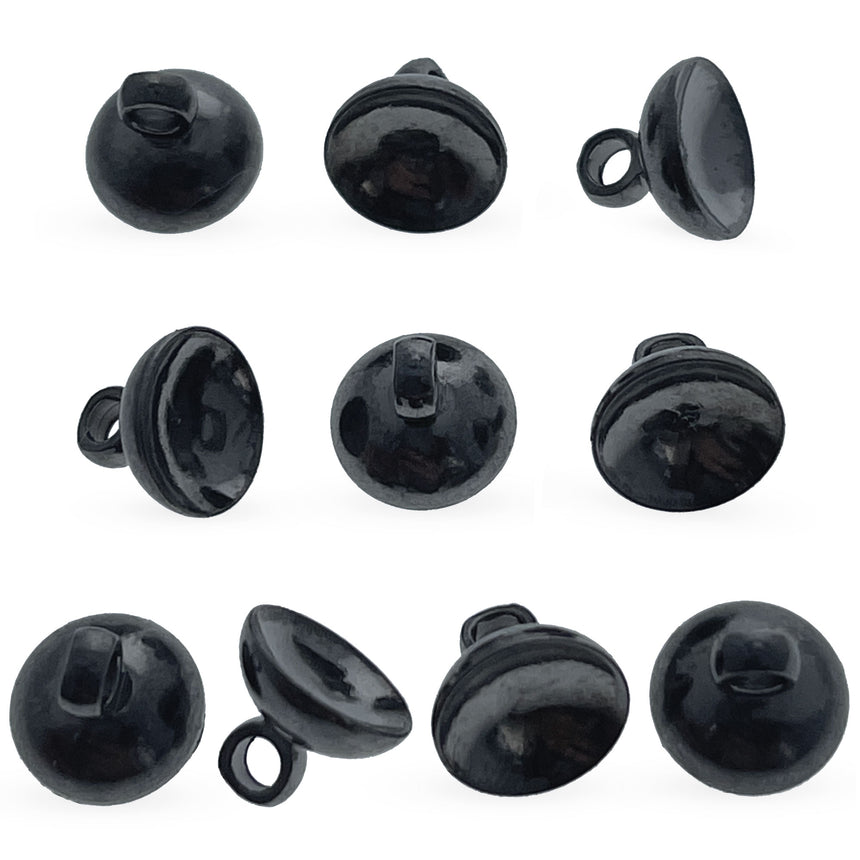 Pewter 10 Globe Black Metal Ornament Caps - Ball or Egg Top Findings, End Caps 0.32 Inches (8 mm) in Black color Round