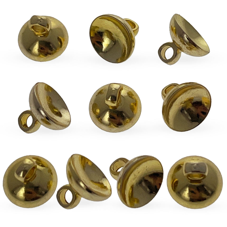 Pewter 10 Globe Gold Tone Metal Ornament Caps - Ball or Egg Top Findings, End Caps 0.32 Inches (8 mm) in Gold color Round