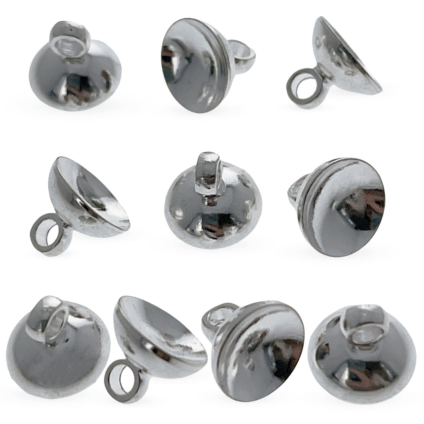 Pewter 10 Globe Silver Metal Ornament Caps - Ball or Egg Top Findings, End Caps 0.32 Inches (8 mm) in Silver color Round