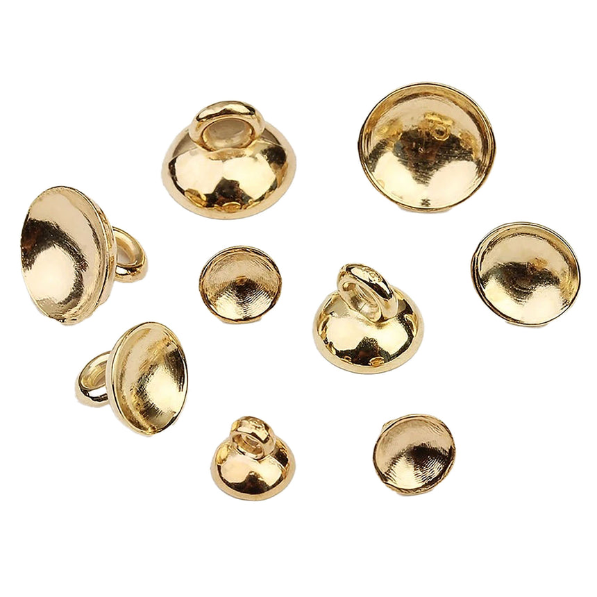 Pewter 10 Gold Tone Plastic Ornament Caps - Ball or Egg Top Findings, End Caps 0.38 Inches (10mm) in Gold color Round