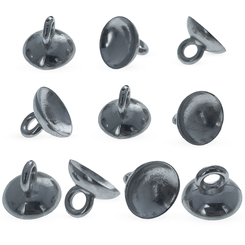 Pewter 10 Silver Tone Plastic Ornament Caps - Ball or Egg Top Findings, End Caps 0.38 Inches (10mm) in Silver color Round