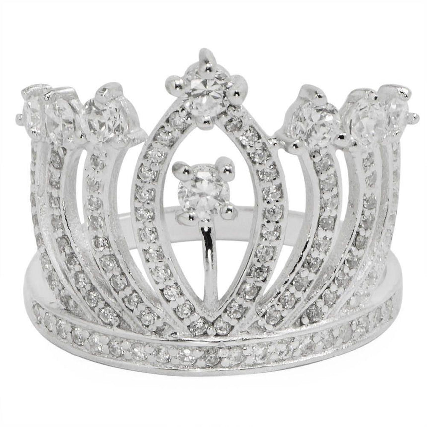 Sterling Silver Queen's Crown Sterling Silver Women's Ring (Size 8) in Silver color