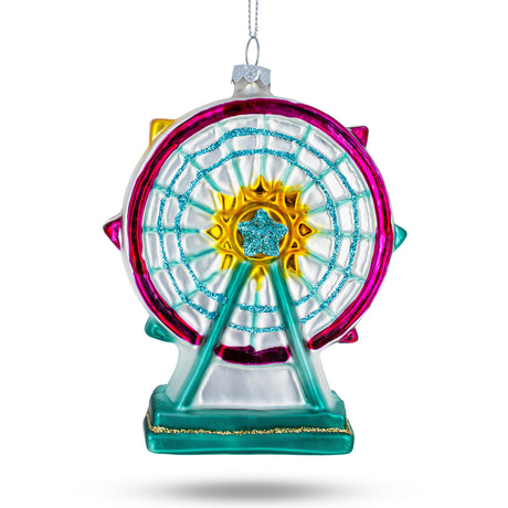 Glass Ferris Wheel Glass Christmas Ornament in Multi color