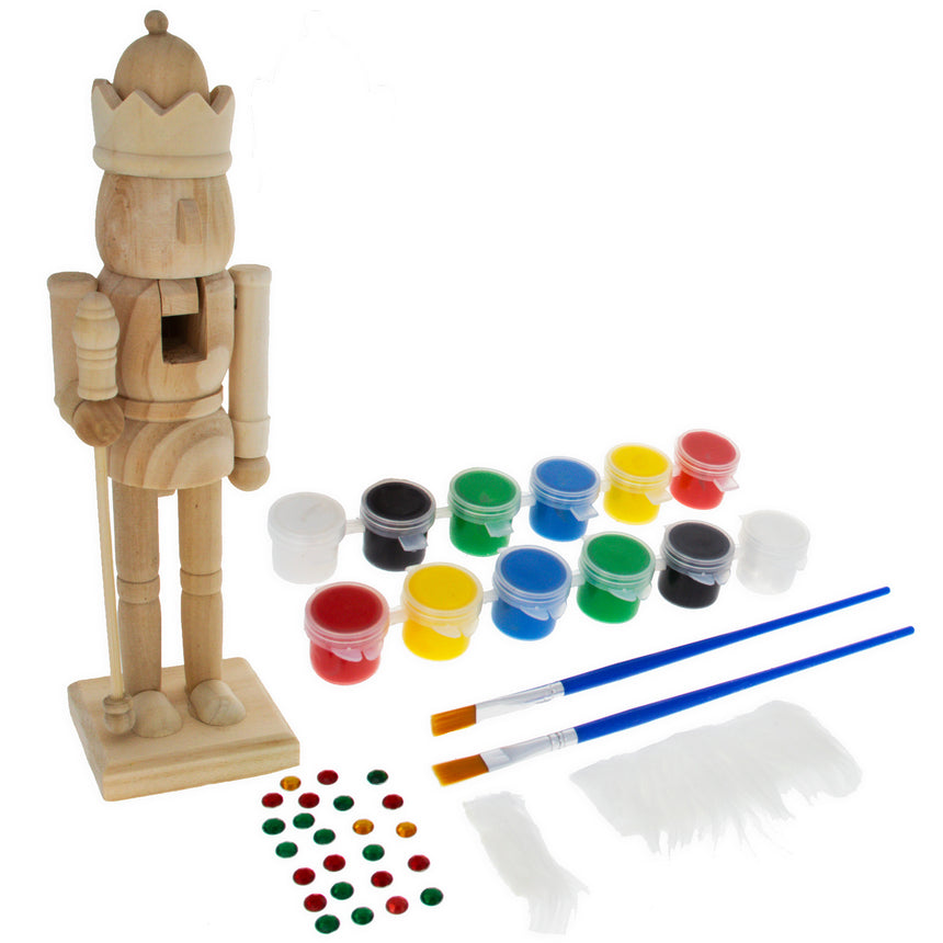 Wood DIY Wooden Nutcracker Painting Craft Kit 10 Inches in Beige color