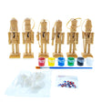 Wood Set of 6 Unfinished Wooden Nutcrackers DIY Craft Kit 5 Inches in Beige color