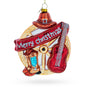 Glass Western Ensemble with Guitar, Cowboy Boots Blown Glass Christmas Ornament in Red color