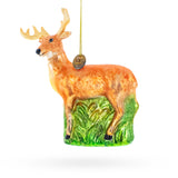 White-Tailed Deer Glass Christmas Ornament ,dimensions in inches: 4.75 x 4 x