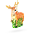 Glass White-Tailed Deer Glass Christmas Ornament in Brown color