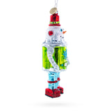 Whimsical Robot Blown Glass Christmas Ornament ,dimensions in inches: 5.75 x 2.75 x