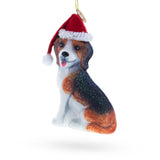 Glass Santa Hat-Wearing Beagle Blown Glass Christmas Ornament in Multi color