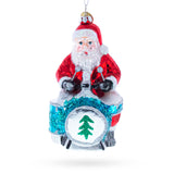 Glass Santa Playing Drums Blown Glass Christmas Ornament in Multi color