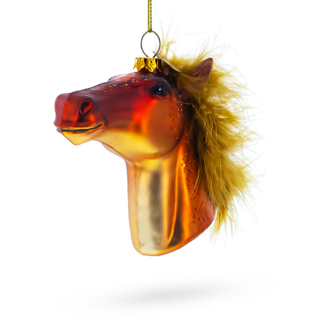 Glass Horse Head Blown Glass Christmas Ornament in Brown color