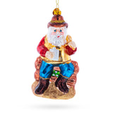 Glass Santa Enjoying Whiskey Time Blown Glass Christmas Ornament in Multi color