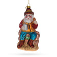 Glass Santa Enjoying Whiskey Time Blown Glass Christmas Ornament in Multi color