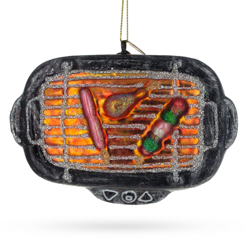 Glass BBQ Barbecue Grill Cookout Blown Glass Christmas Ornament in Multi color