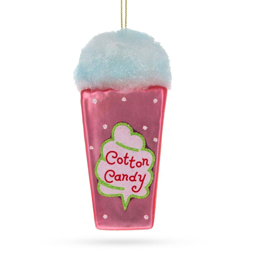 Glass Cotton Candy Delight Blown Glass Christmas Ornament in Pink color