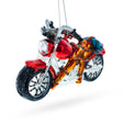 Glass Rugged Hunter's Motorcycle Blown Glass Christmas Ornament in Multi color