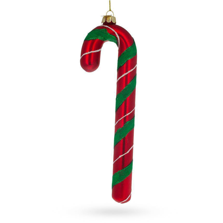 Glass Festive Striped Candy Cane Blown Glass Christmas Ornament in Multi color