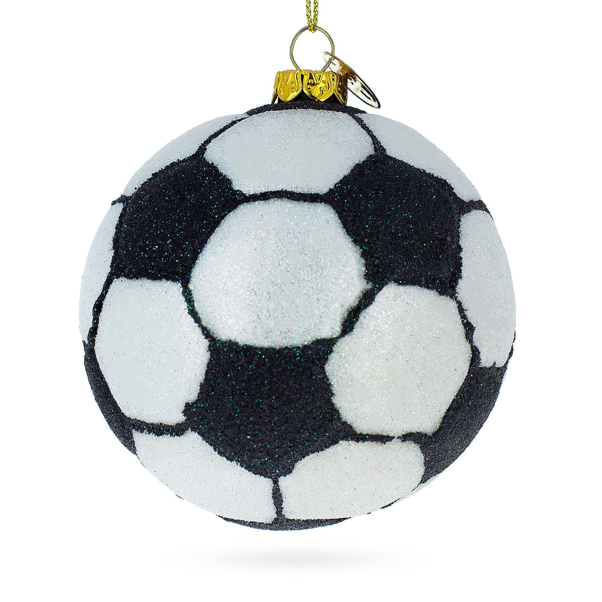 Glass Sporty Soccer / Football Blown Glass Christmas Ornament in Multi color Round