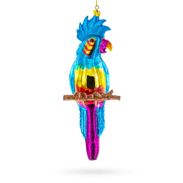 Glass Parrot with Colorful Beads Blown Glass Christmas Ornament in Multi color