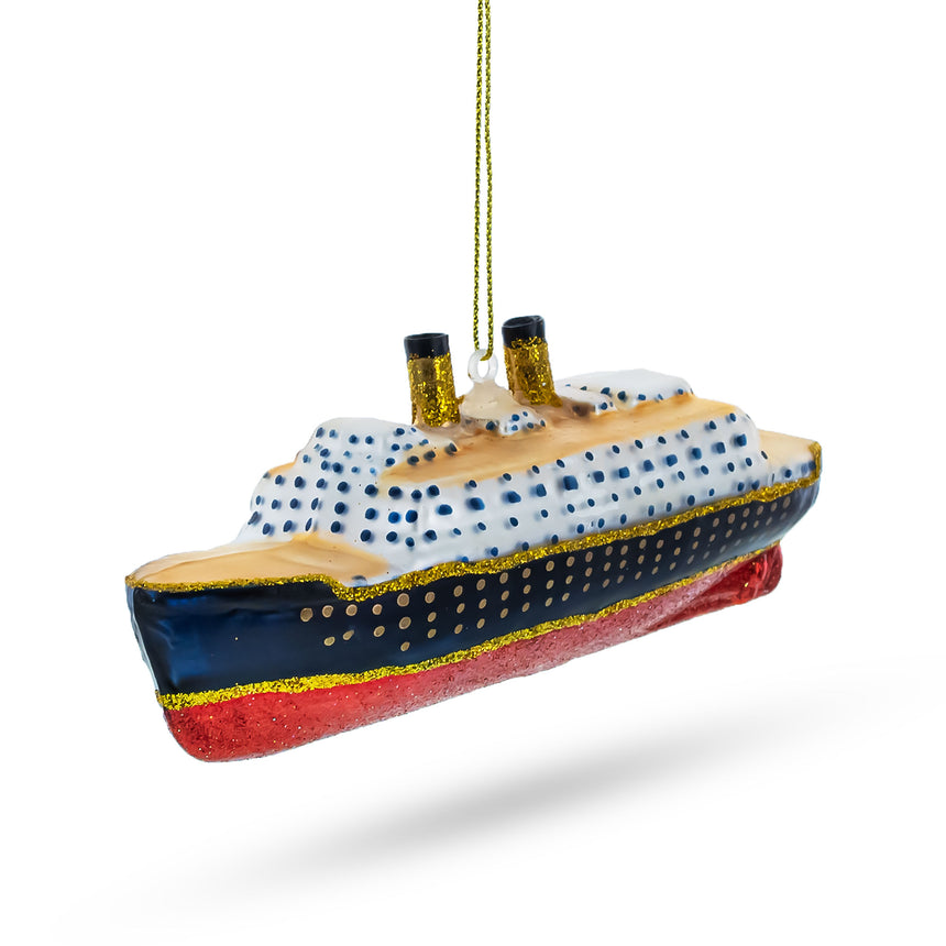 Glass Titanic Ship Blown Glass Christmas Ornament in Multi color