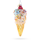 Glass Sprinkled Ice Cream Cone Blown Glass Christmas Ornament in Multi color