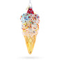 Glass Sprinkled Ice Cream Cone Blown Glass Christmas Ornament in Multi color