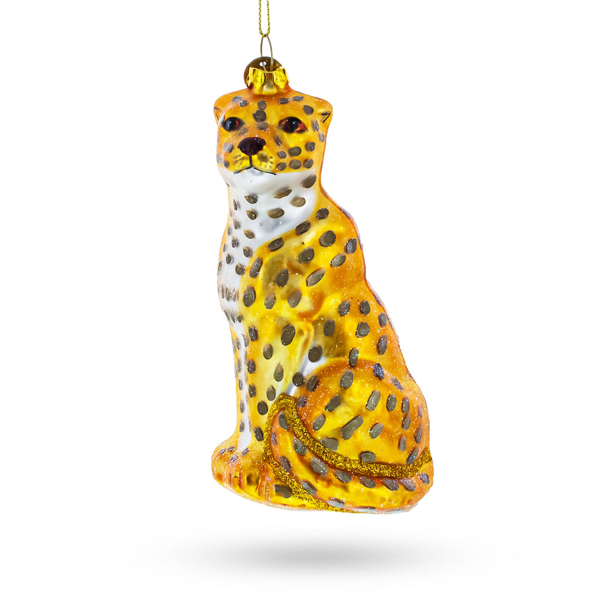 Glass Spotted Leopard Blown Glass Christmas Ornament in Multi color