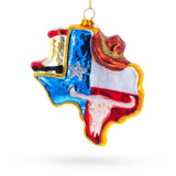 Glass Cowboy Hat and Texas State Blown Glass Christmas Ornament in Multi color