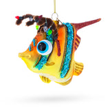 Glass Vibrant Coral Fish Blown Glass Christmas Ornament in Multi color