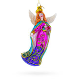 Glass Serene Angel with Basket of Flowers Glass Christmas Ornament in Multi color