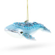 Glass Majestic Blue Whale Blown Glass Christmas Ornament in Blue color