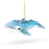 Glass Majestic Blue Whale Blown Glass Christmas Ornament in Blue color