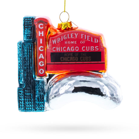 Glass Captivating Chicago Attractions Glass Christmas Ornament in Multi color