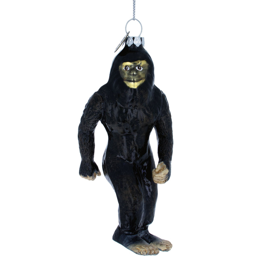 Glass Elusive Bigfoot Blown Glass Christmas Ornament in Black color