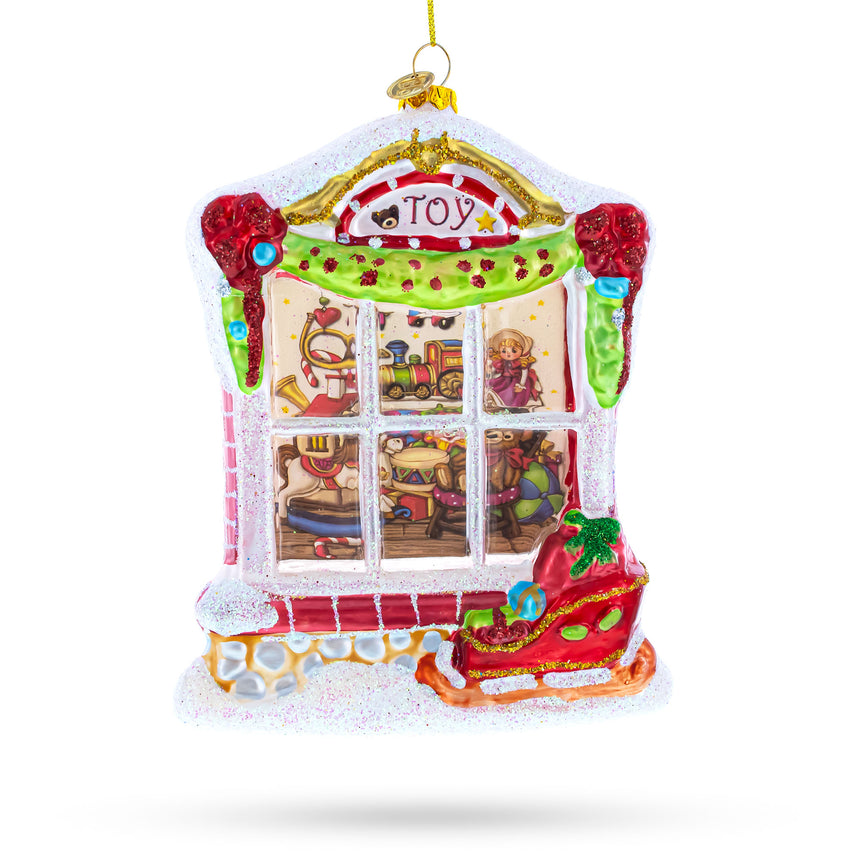 Glass Winter Wonderland Toy House Blown Glass Christmas Ornament in Multi color